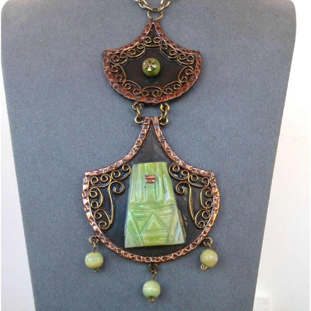 Vintage Mexican Aztec/Mayan Face Pendant Necklace